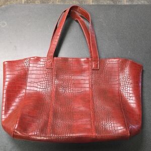 Neiman Marcus Red Textured Tote Bag